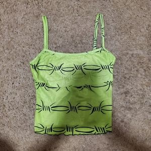 S Neon Barbed Wire Mesh Tank Top